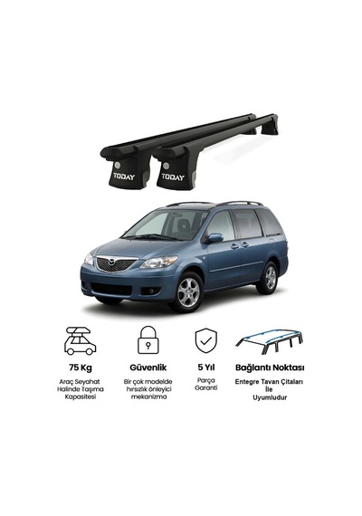 Trio-ı Mazda Mpv 2000-2004 Uyumlu Siyah Kilitli Ara Atkı 135cm Port Bagaj Tavan Barı