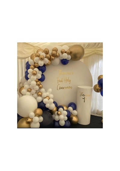 Krom Gold Beyaz Lacivert Balon Zinciri 100 Adet A