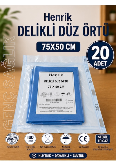 Steril Delikli Düz Örtü 75 50cm 20'li