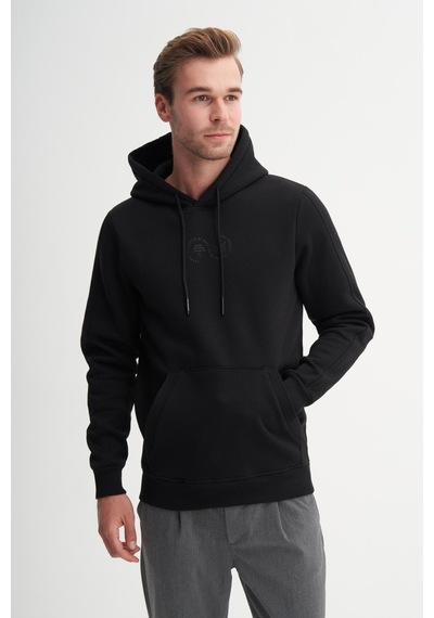 Cazador 53605 Erkek Kapşonlu Yaka Sweatshirt Siyah