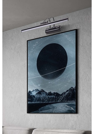 Flüt Led Aplik 35 Cm Elektrik İle Çalışmaktadır 3000 K Sarı Işık Tablo Apliği Oynar Başlı Ayarlı Siyah