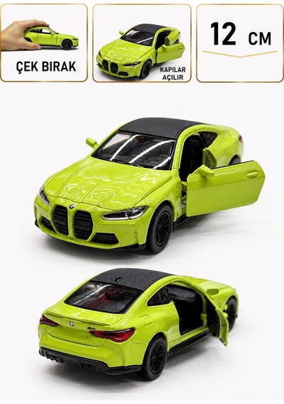 1:36 Ölçek Bmw M4 Metal Model Araba - Yeşil