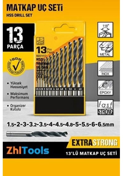Zhltools 16 Parça Hss Matkap Ucu Seti Beton Ahşap Metal Delme