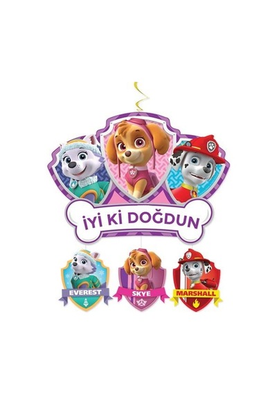 Asmalı Tavan Sarkıt Süsü Büyük1li Paw Patrol Sky E Çok Renkli