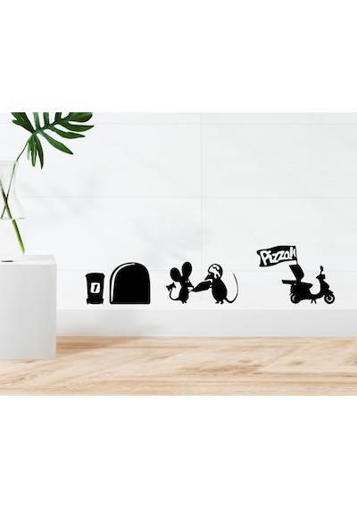 Bk Home Pizzacı Fare Tasarımlı Duvar Sticker-1