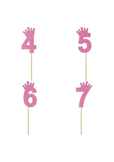 Eva Simli Rakam Pasta Süsü. 19cm x 7.5cm - 1 Adet Pembe 0