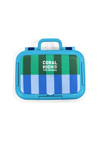 Coral High Kids Mavi Yeşil Çizgi Desenli Paslanmaz Çelik Beslenme Kabı 39111 Yeşil