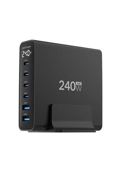 240w Gan Pd 3.1 Masaüstü Hızlı Şarj Cihazı 4 Type-c + 2 Usb-a İphone & Macbook & Laptop Uyumlu Şarj Aleti