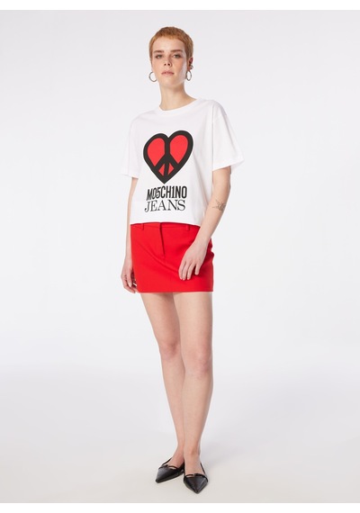 Moschino Jeans Beyaz Kadın Baskılı T-shirt 241k1j0710