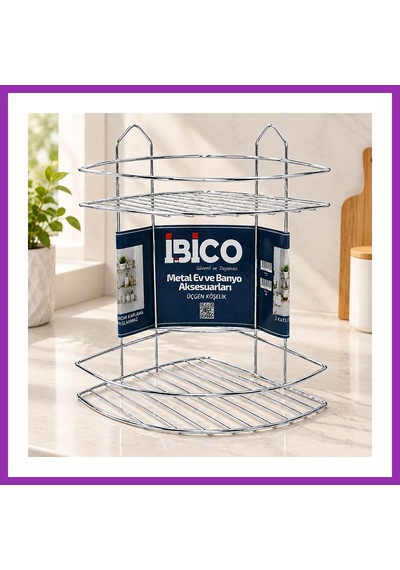 Bezos Krom Metal 2 Katlı Üçgen Banyo Köşeliği - Duş Rafı Bty Diğer
