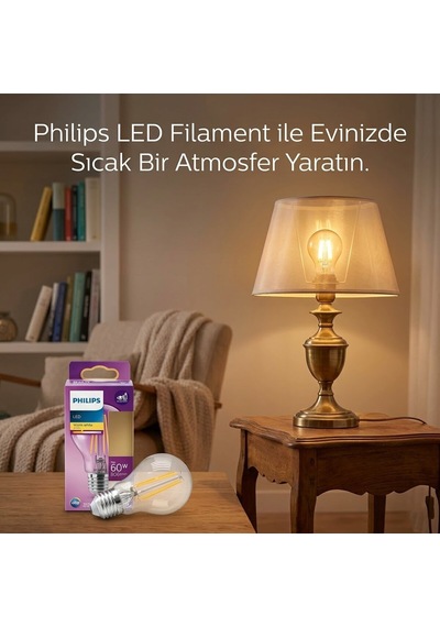 Philips Led Filament Rustik Ampul 7w E27 Gold - 806 Lümen, Cam Gövde, Kod 777579 00- 4'li Paket Diğer