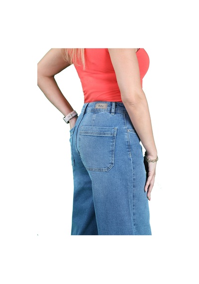 Orta Mavi Geniş Paça Jeans Orta Mavi