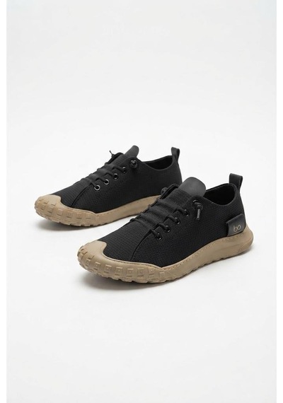 Fort 2065 Bst Rahat Esnek Lastik Bağcıklı Sneaker Erkek Ayakkabı Siyah - Vizon