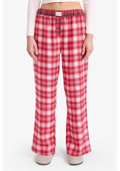 Defacto Regular Fit Flanel Kareli Pijama Altı-fall İn Love G1603ax25wnrd256 Kırmızı-rd256