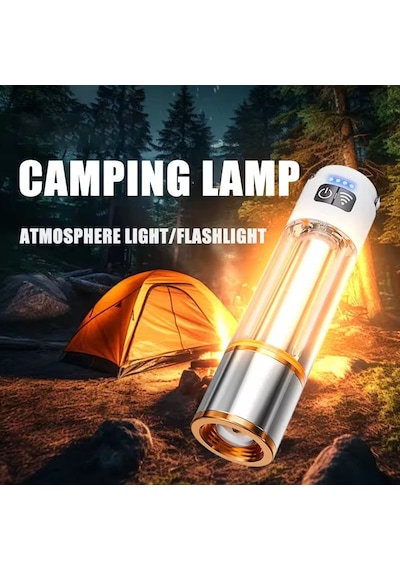 1000 Lm Zoomlu El Feneri Kamp Lambası Çok Fonksiyonlu Led Şarjlı El Feneri 6 Mod Powerbank Özellikli Siyah
