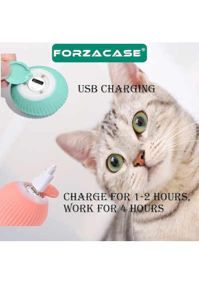 Forzacase Akıllı İnteraktif Şarjlı Kedi Oyuncağı Kedi Topu