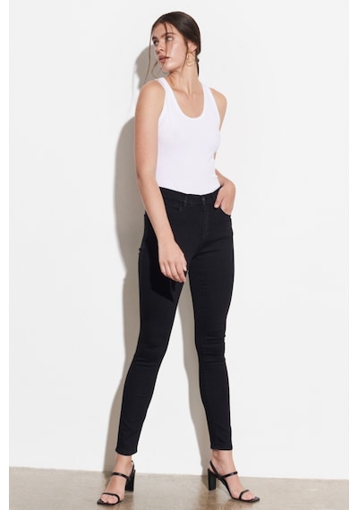Wrangler High Rise Skinny Fit Denim Esnek Yüksek Bel Jean Kot Pantolon W27HLX023 Siyah
