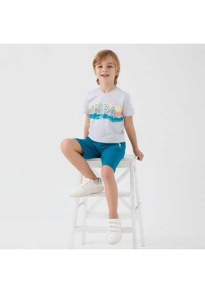 U.S. Polo Assn Erkek Çocuk Bermuda Takım US1341 Kar Melanj