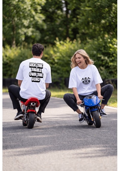 Black Nova Oversize Baskılı Unisex %100 Pamuk T-shirt Own The Road Beyaz