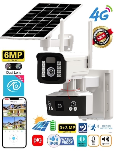 Okam 3920 4g Güneş Enerjili Dual Lens 360 Görüş Güvenlik Kamera