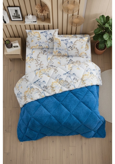 Nordelle Battal Boy Lüx Wellsoft Yorgan Çift Taraflı - 2 Adet Yastık Kılıflı Yorgan Seti 215x235 Cm Lacivert