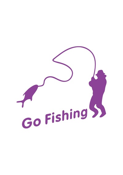 Go Fishing Araba Sticker 17x17 Cm Mor