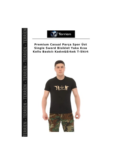 Terrien Premium Casual Parça Spor Üst Single Sword Bisiklet Yaka Kısa Kollu Baskılı Kadın&erkek T-shirt Çok Renkli