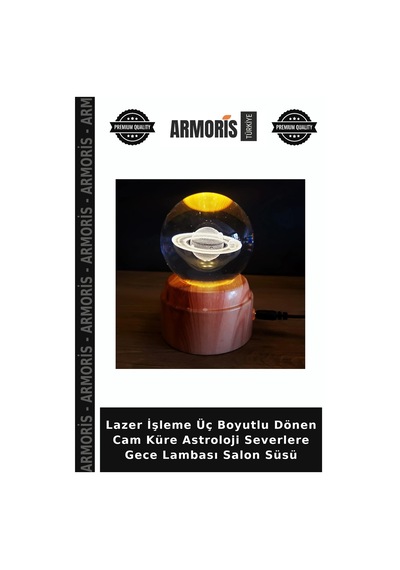 Lazer İşleme Üç Boyutlu Dönen Cam Küre Astroloji Severlere Gece Lambası Salon Süsü Çok Renkli