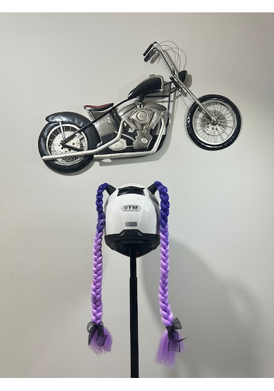 Motor & Motosiklet Mor Ombreli Çift Örgü Saç Kask Dış Aksesuar Diğer