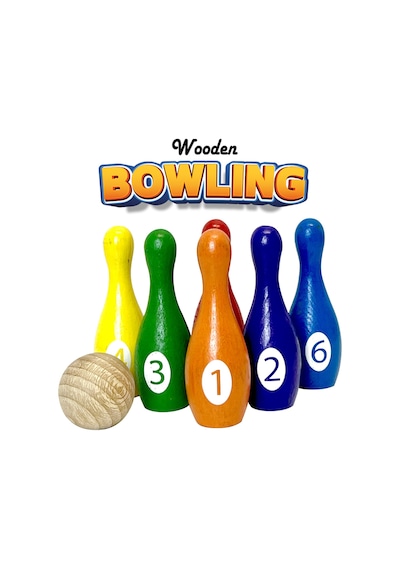 Doğal Organik Ahşap Waldorf Bowling Oyuncak Seti Kutu Oyunu Akıl Oyunu Çocuklar