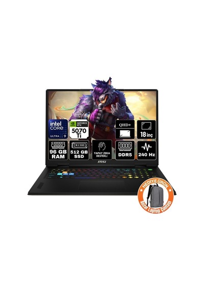 MSI Crosshaır 18 Hx Aı A2xwgkg-014tr-a20 Ultra 9-275HX 96 GB 512 GB SSD RTX5070 18" Dos Dizüstü Bilgisayar