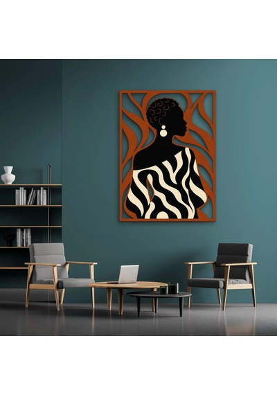 Zebra Desenli Kadın Silüeti - Metal Tablo - Dec0377 37 X 50 Cm Çok Renkli