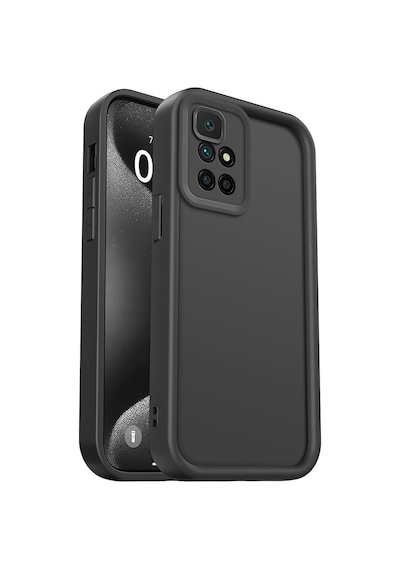 Fibaks Redmi 10 2022 Uyumlu Kılıf Kamera Korumalı Yumuşak Dokulu Darbe Emici Siyah Silikon Kapak