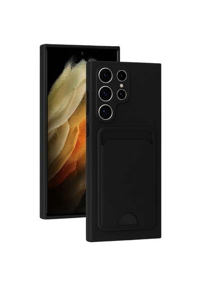 Samsung Galaxy  Uyumlu,  S24 Ultra Kılıf Kelvin Kartvizitli Silikon - Siyah