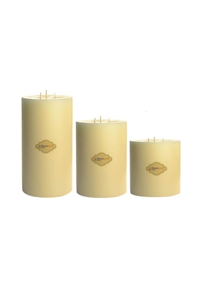 3 Lu Krem Büyük Set Mum Çap : 20 Cm Beyaz