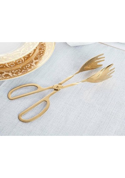 Royking Makas Maşa Salata Servisi Parlak Gold Dst 016