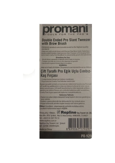 Promani Pr-929 Eğik Uçlu Kaş Fırçalı Cımbız