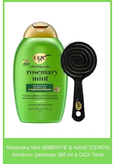 Ogx Rosemary Mint Biberiye & Nane içeren Arındırıcı Şampuan 385 ML + Tarak