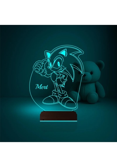 Luvivia Çocuk Odası Çizgi Film Sonic Kişiye Özel 3d Lamba - Masa Gece Lambası V2 Şeffaf