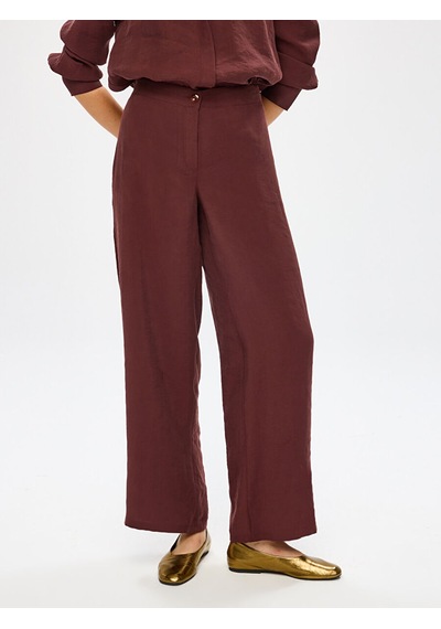 Faik Sönmez Arka Beli Lastikli Yanı Yırtmaçlı Modallı Wıdeleg Fit Pantolon W27pnt005 Uw27pnt00530 Kahve