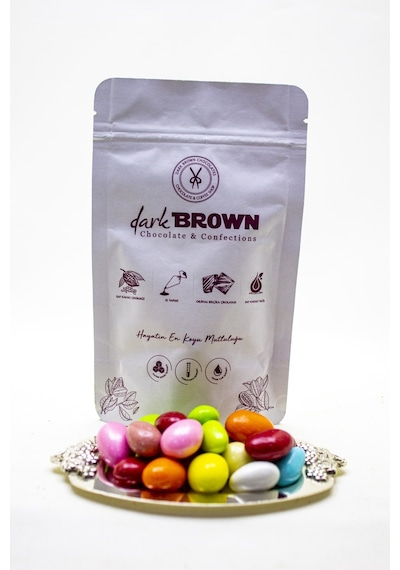 Dark Brown Bademli Çikolata Dolgulu Renkli Draje Çikolatası 1 KG
