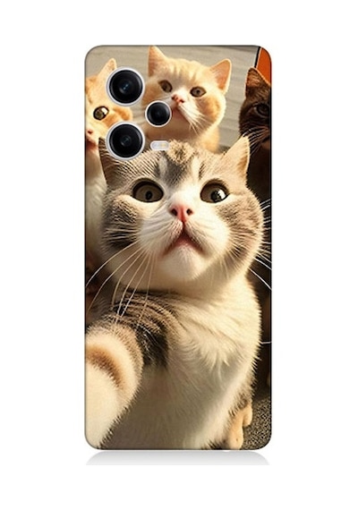 Xiaomi Redmi Note 12 Pro 5g Uyumlu Selfie Kediler Desenli Silikon Kılıf