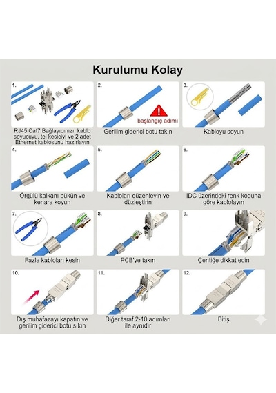 Cat7 Cat6 Cat6a Rj45 Kablo Birleştirici Ağ Kablosu Uzatma Aparatı
