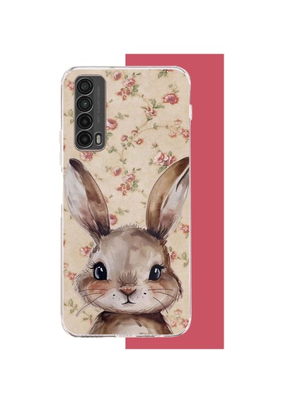 Huawei P Smart 2021 Uyumlu Kahverengi Tavşan Baskılı Silikon Kılıf Renkli