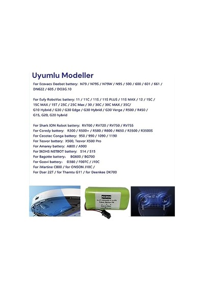 Micron 14.4v 2600mah Robot Süpürgeler İçin Uyumlu Pil Batarya