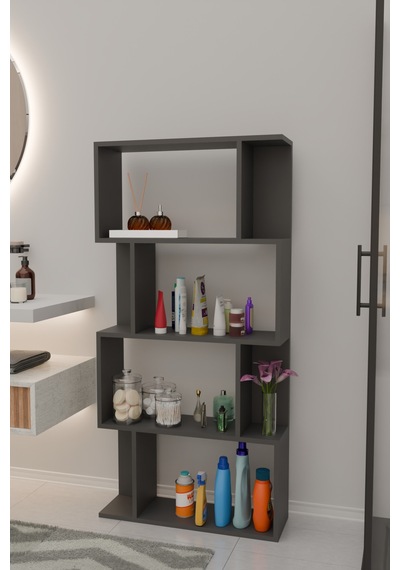Scala 4 Raflı Banyo Dolabı Banyo Rafı Çok Amaçlı Dolap-antrasit Antrasit