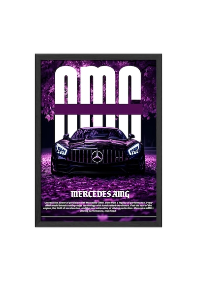 Mercedes Amg Siyah Ahşap Çerçeveli Poster, Dekoratif Araba Duvar Tablosu