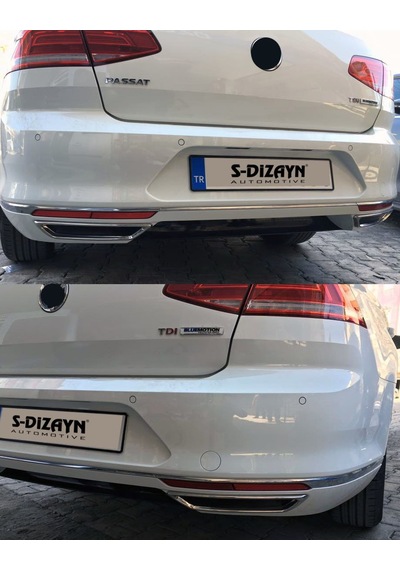 S-Dizayn  Volkswagen Passat B8 Krom Egzoz Görünümü Difüzör R Line Still 2 P
