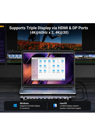 Uhub15+ Usb-c Üçlü 4k Kvm Bağlantı İstasyonu D1106agy01