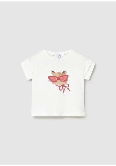 Kız Bebek Grafikli T-shirt Beyaz
